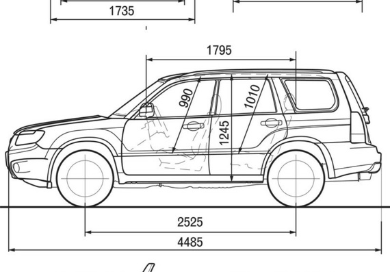 Subaru Forester (2005) (Субару Форестер (2005)) - чертежи (рисунки) автомобиля